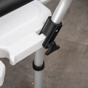 Sedia per Doccia con Braccioli 54x52x70-82 cm in Lega di Alluminio e HDPE Bianco...