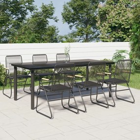 Set da pranzo da giardino 7 pz nero in rattan pvc