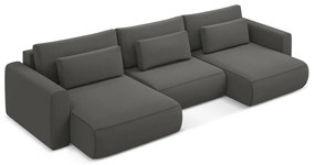 Divano angolare grigio scuro allungabile/con contenitore (a U) con rivestimento in velluto Kapua – Makamii