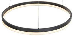 Lampada a sospensione di design nera 60 cm con LED dimmerabile a 3 livelli - Anello
