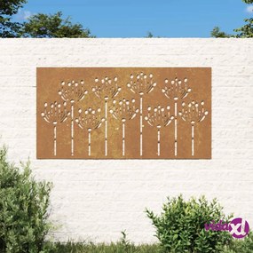 vidaXL Decorazione Muro da Giardino 105x55 cm Fiore in Acciaio Corten