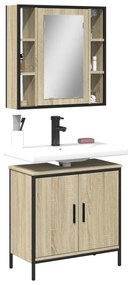 Set mobili da bagno 2 pz rovere sonoma in legno multistrato