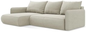 Divano angolare color crema allungabile/con contenitore (con penisola a sinistra) Nanea – Makamii