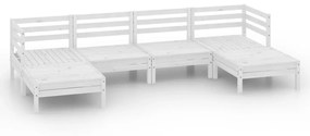 Set salotto da giardino 6 pz in legno massello di pino bianco