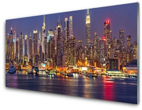 Quadro di vetro Città Grattacieli Case 100x50 cm 2 appendini