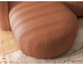 Divano angolare color terracotta (con penisola a sinistra/con chaise lounge) con rivestimento in bouclé Orbit – Ropez