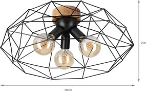 Brilagi - Plafoniera WOODY BASKET 3xE27/60W/230V Ø 60 cm rovere