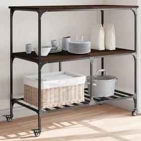 Carrello Cucina Rovere Marrone 100x50x95 Cm Legno Multistrato /