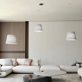 EMIBIG LIGHTING Lampada a sospensione Ascot, grigio, tessuto, a 3 luci, decentralizzata