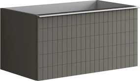 Mobile da bagno sospeso sotto lavabo Pixel grid 2 cassetti L 80 x H 40 x P 45.5 cm grigio carbone laccato opaco, con maniglia alluminio brillante