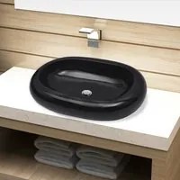 Lavandino da bagno in ceramica ovale nero cod mxl 70398