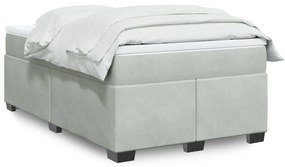 Giroletto A Molle Con Materasso Grigio Chiaro 120x200cm Velluto /