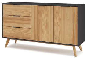 Cassettiera bassa in pino nero/naturale 140x81 cm Lavis - Marckeric