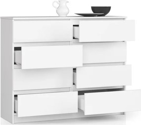 Cassettiera Credenza 120x40x100 Cm 8 Cassetti Artika Bianco Opaco