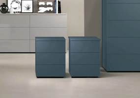 Coppia di comodini moderni a 3 cassetti, finitura Petrolio