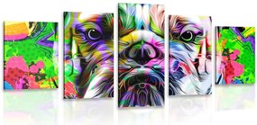 Quadri 5 pezzi – Pop-art bulldog