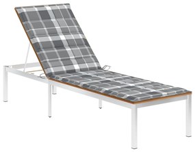 Sdraio Con Cuscino İn Legno Massello Di Acacia E Acciaio Inox /