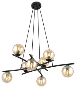 Lampadario Moderno Cadmo Acciaio Nero 8 Luci E14 Ip20
