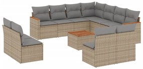 Set divani da giardino 12 pz con cuscini beige in polyrattan