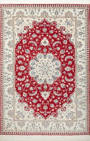 Nain Tappeto 220 x 150 Rosso (Iran) Annodato A Mano