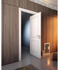 Porta interna rototraslante Como25 in legno di abete laccato colore bianco, L 60 x H 210 cm, apertura a destra