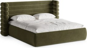 Letto matrimoniale imbottito verde con contenitore con rete inclusa 180x200 cm Mount – Micadoni