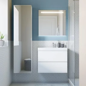 Mobile da bagno sotto lavabo SENSEA Remix bianco laminato opaco L 75 x H 58 x P 48 cm 2 cassetti, lavabo non incluso
