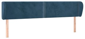 Testiera ad orecchio blu scuro 203x23x78/88 cm in velluto