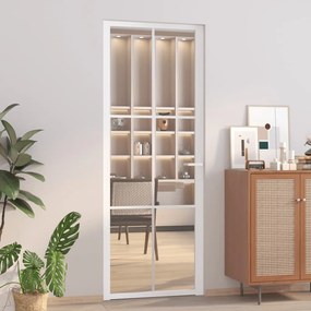 Porta Interna 76x201,5 Cm Bianca İn Vetro Esg E Alluminio /