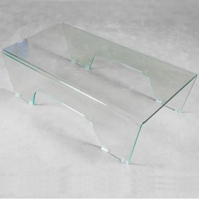 Tavolino arredo in vetro curvato trasparente GHOY L120 x P60 x H35