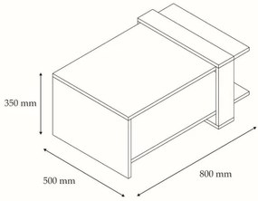 Tavolino OVA 35x80 cm marrone/antracite