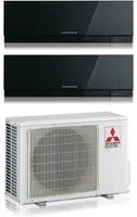 Climatizzatore Condizionatore Mitsubishi Electric Dual Split Inverter serie KIRIGAMINE ZEN BLACK MSZ-EF 7+18 con MXZ-2F53VF R-32 Wi-Fi Integrato Colore Nero 7000+18000