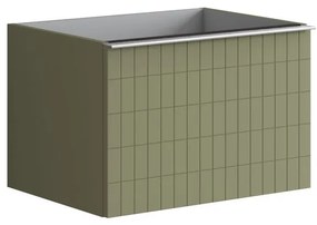 Mobile da bagno sospeso sotto lavabo L 60 x H 40 x P 45.5 cm verde laccato opaco, 2 cassetti Pixel grid