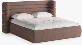 Letto imbottito Mount con contenitore in tessuto strutturato Puente - 140x200 cm