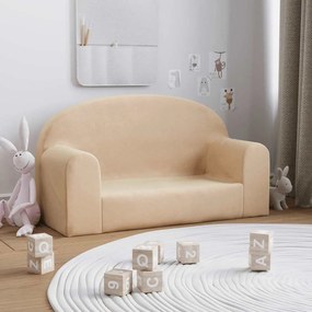 Divano Per Bambini A 2 Posti Crema İn Morbido Peluche /