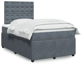 Giroletto A Molle Con Materasso Grigio Scuro 120x200 Cm Velluto /