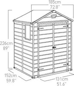 Casetta Da Giardino In Resina 185x152x226H Cm Manor 6x5 Beige Keter Con Finestra