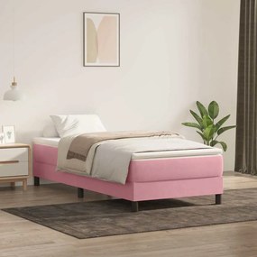 Letto A Molle Senza Materasso Rosa 100x220 Cm İn Velluto /