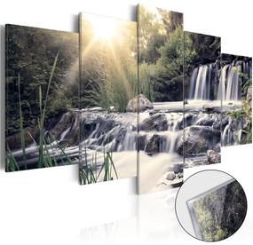 Quadri su vetro acrilico  Waterfall of Dreams [Glass]  Colore Verde, Dimensioni e Misure 100x50