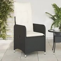 Sedie Reclinabili da Giardino 2 pz con Cuscini Nero Polyrattan 365685