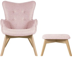 Poltrona con poggiapiedi rosa chiaro Niko – Ropez