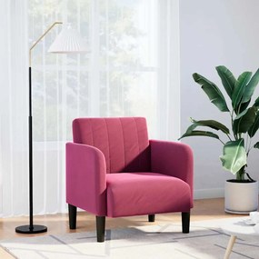 Divano Sedia Con Braccioli Rosso Vino 54 Cm İn Velluto /