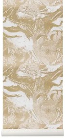 Ferm Living Carta da parati Marbling - Gold