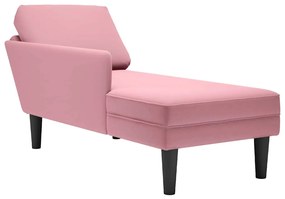 Sdraio Con Cuscino E Bracciolo Destro İn Velluto Rosa /