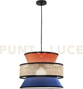 Lampadario a sospensione gazebo arancione blu rattan naturale 1 luc...