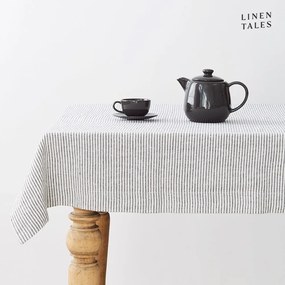 Tovaglia di lino 140x300 cm Thin Black Stripes - Linen Tales