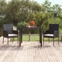 Tavolo da Giardino Piano in Vetro Nero 90x90x75 cm Polyrattan 319895