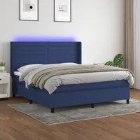 Letto a Molle con Materasso e LED Blu 160x200 cm in Tessuto 3138411