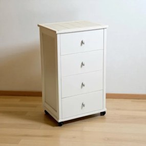 Carrello da cucina POKER con cassetti e piano in ceramica Bianco