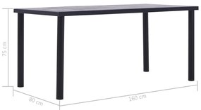 Tavolo da pranzo nero e grigio cemento 160x80x75 cm in mdf